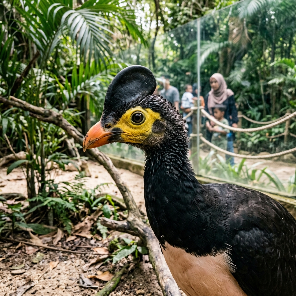 Potret kepala maleo senkawor dengan tonjolan hitam di kepala