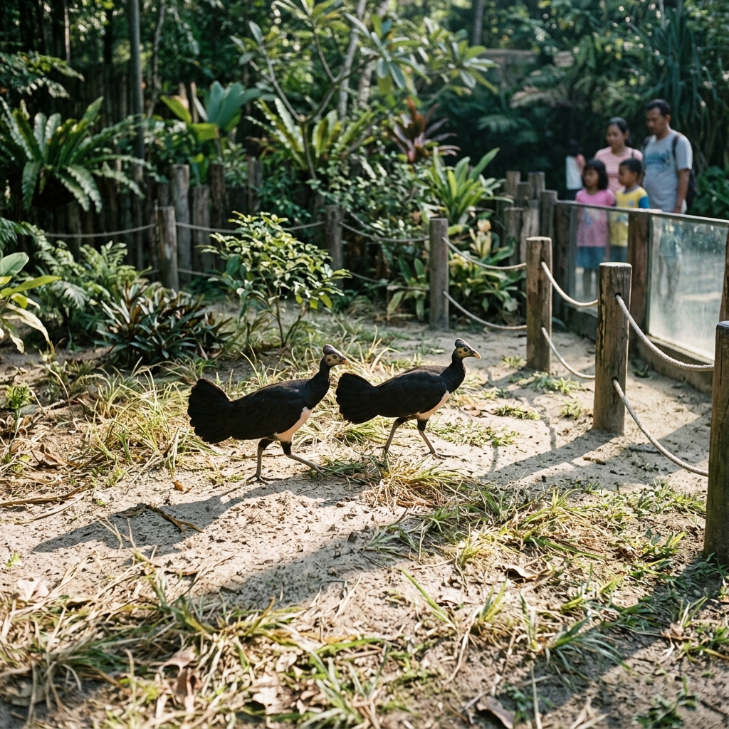 Sepasang maleo berjalan beriringan di area jelajah