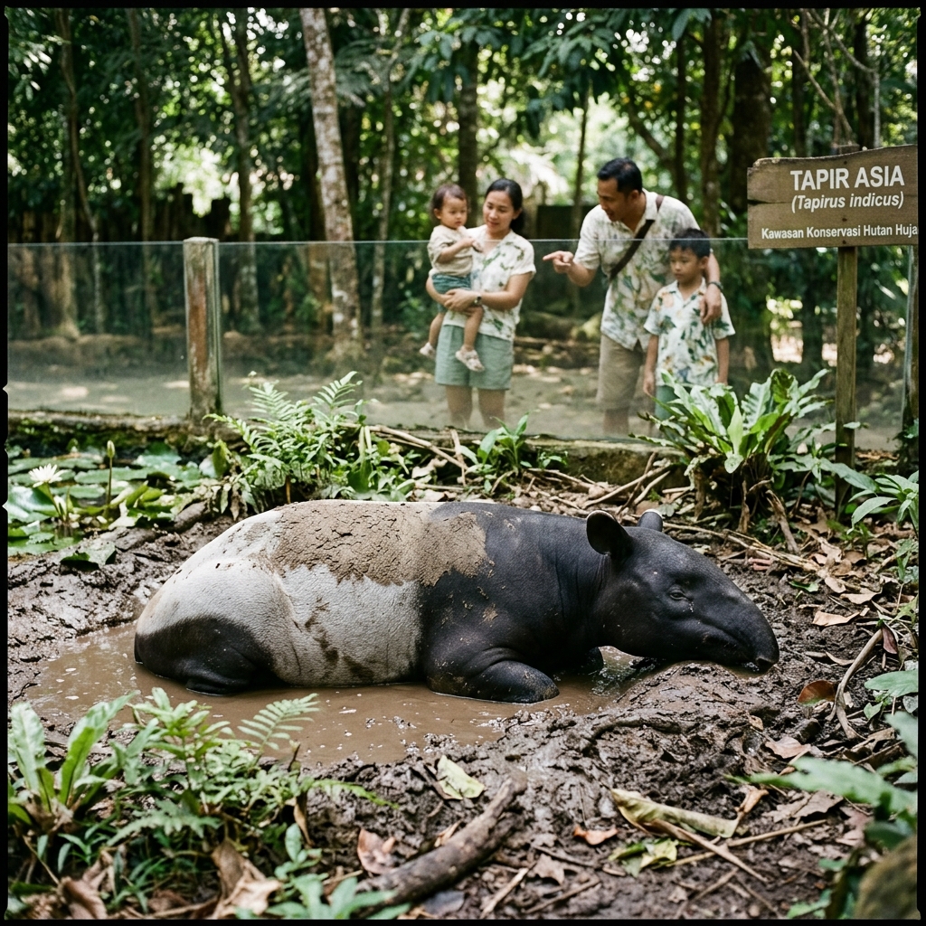Tapir berkubang di lumpur